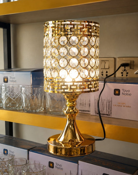 Elegant Gold Crystal Side Table Lamp