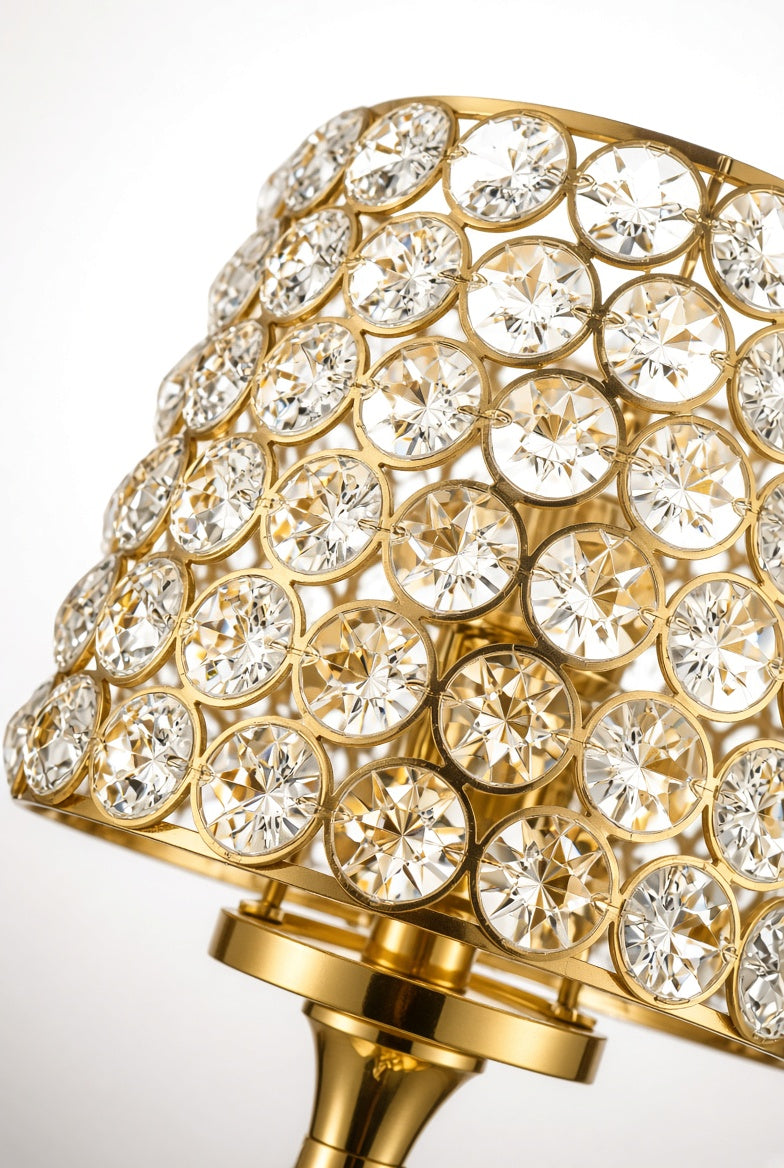 Elegant Gold Crystal Side Table Lamp