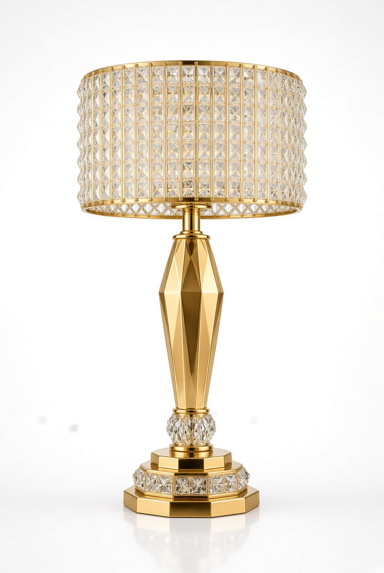 Elegant Gold Crystal Side Table Lamp